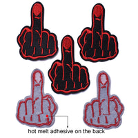 5Pcs Middle Finger Embroidered Iron on Patch for Clothes, Iron-on Patches / Sew-on Appliques Patches for Clothing, Jackets, Backpacks, Caps, Jeans