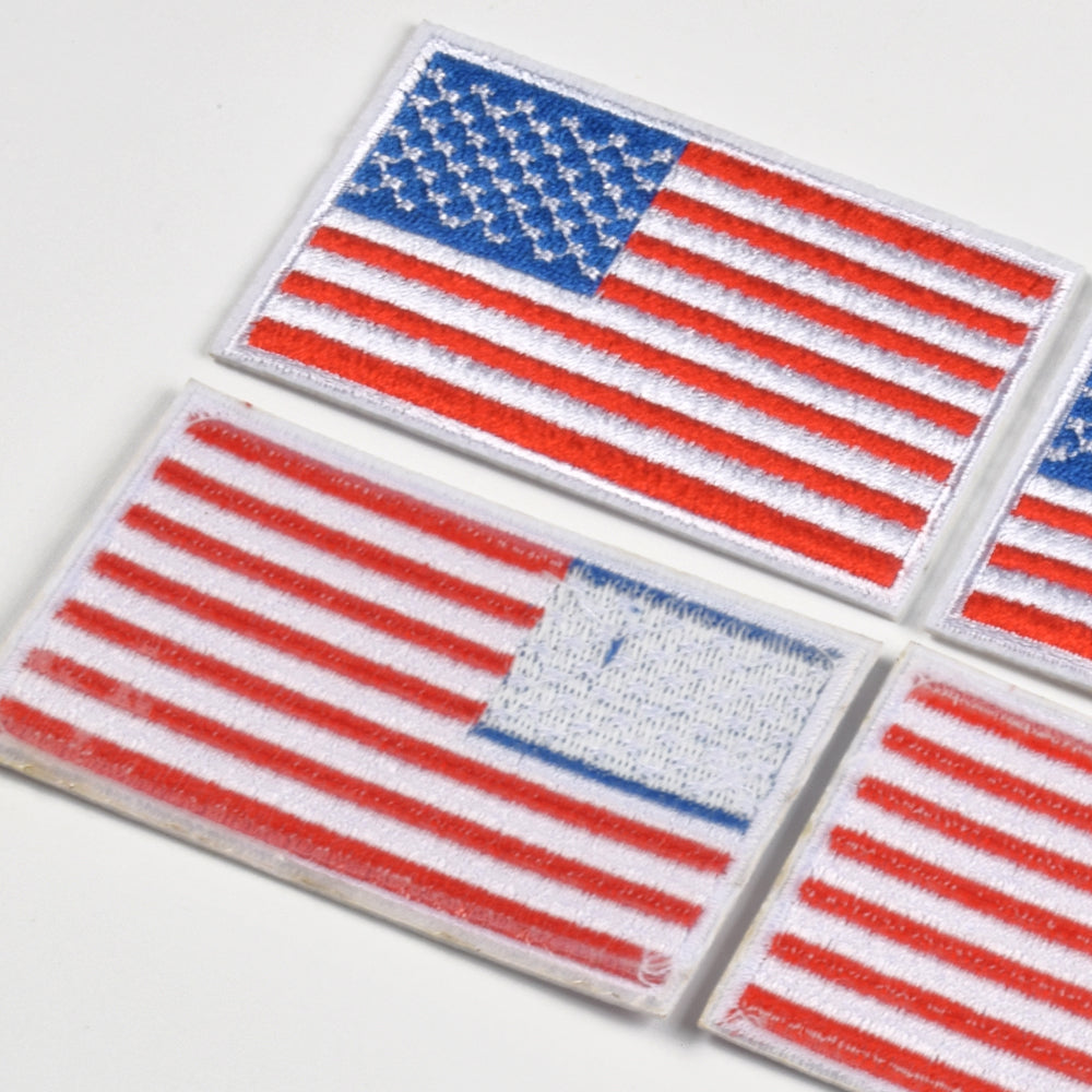 4 Pack American US Flag Patch, Embroidered Sew on Iron on Patches, 4PCS Red and Blue