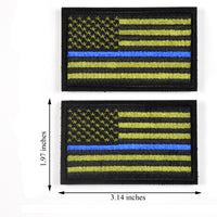 2 Pieces Tactical USA Flag Patch -Green & blue - American Flag US United States of America Military Uniform Emblem Patches