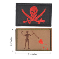 2 Pieces Blackbeard Pirate Flag Patch & Skull Cross Sword Flag Jolly Roger Tactical Morale Embroidery Patch Military for Tactical Gear