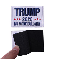 Trump 2020 White No More BS MAGA, Hook & Loop Patch 2 PCS