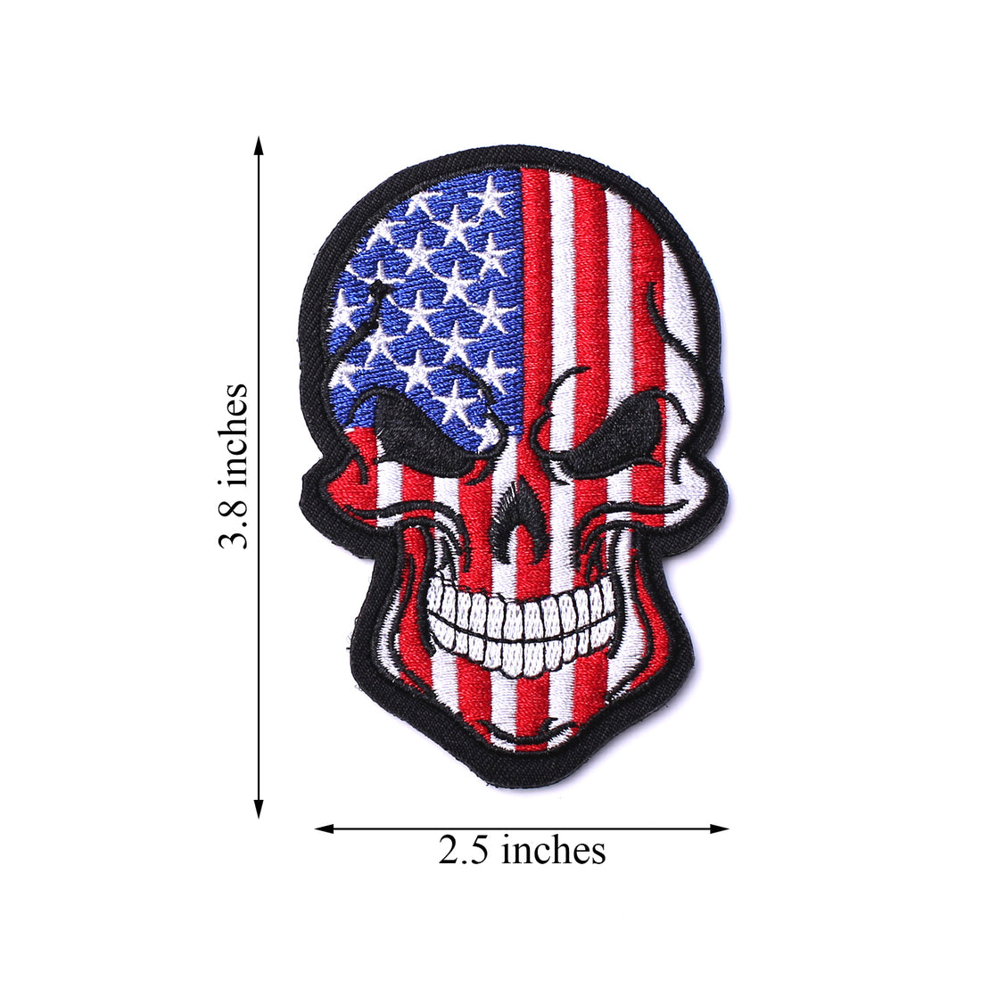 Tactical USA US American Flag Horror Scary Dead Skull Head Skeleton Patch Hook and Loop Embroidered Military Skull Sticker Patch for Biker Moto Jackets Jeans Jersey Pants -3.54x2.36"