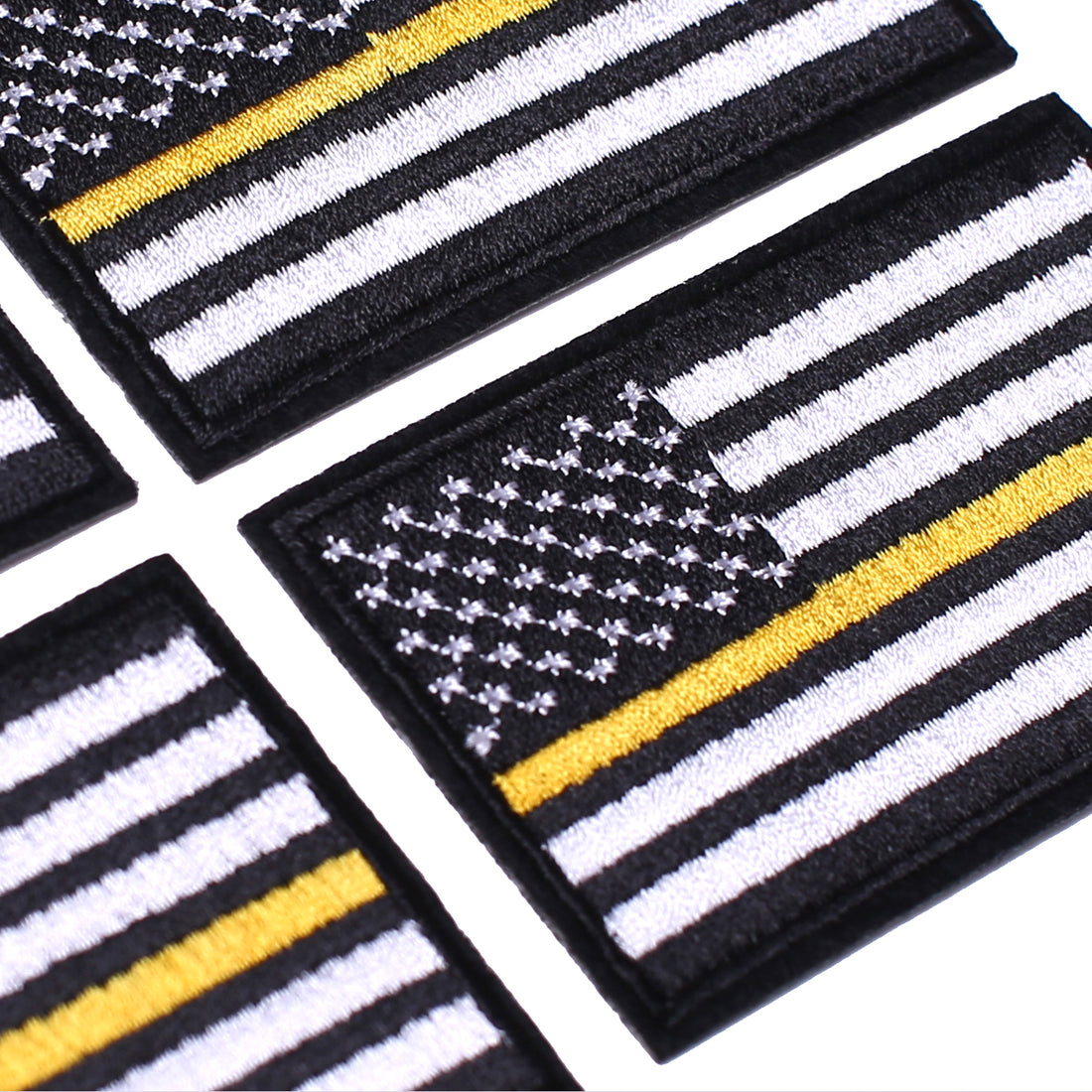 4 Pack American US Flag Patch, Embroidered Sew on Iron on Patches, 4PCS Black-yellow Thin