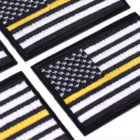 4 Pack American US Flag Patch, Embroidered Sew on Iron on Patches, 4PCS Black-yellow Thin