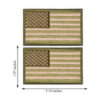 2 Pieces Tactical US American Flag Patch, Military USA United States of America Uniform Emblem Patches, Green