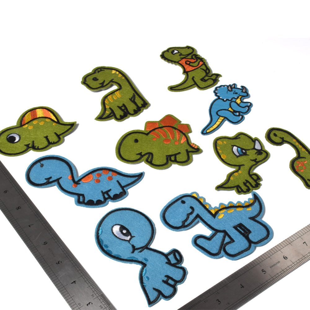 Embroidered Iron on Patches, Cute Sewing Applique for Clothes Dress, 10PCS Dinosaurs