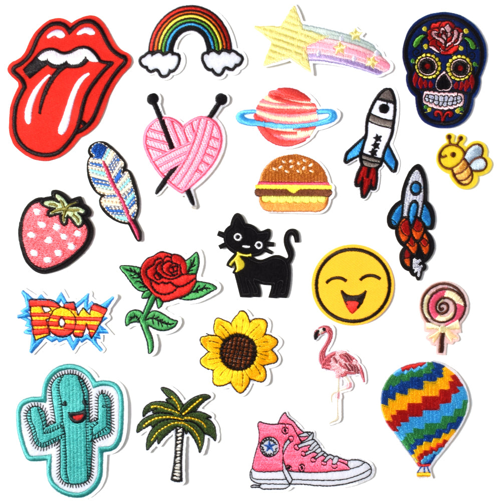 Embroidered Iron on Patches, Cute Sewing Applique for Jackets, Hats, Backpacks, Jeans, DIY Accessories, (22PCS)