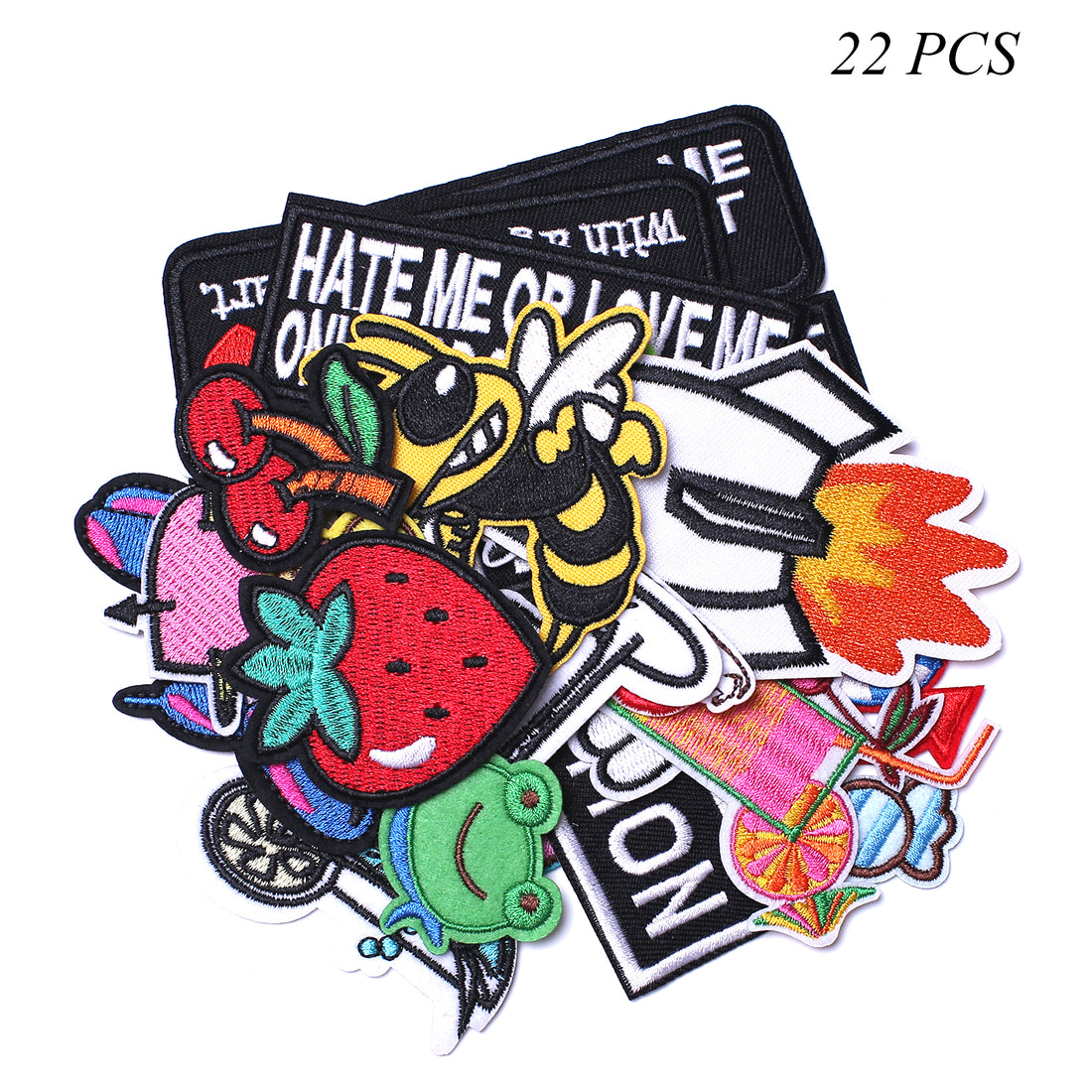 Words Slogan Cool Embroidered Iron on Patches, Cute Sewing Applique for Motorcycle Biker Jackets Jeans Backpacks Caps (22PCS)