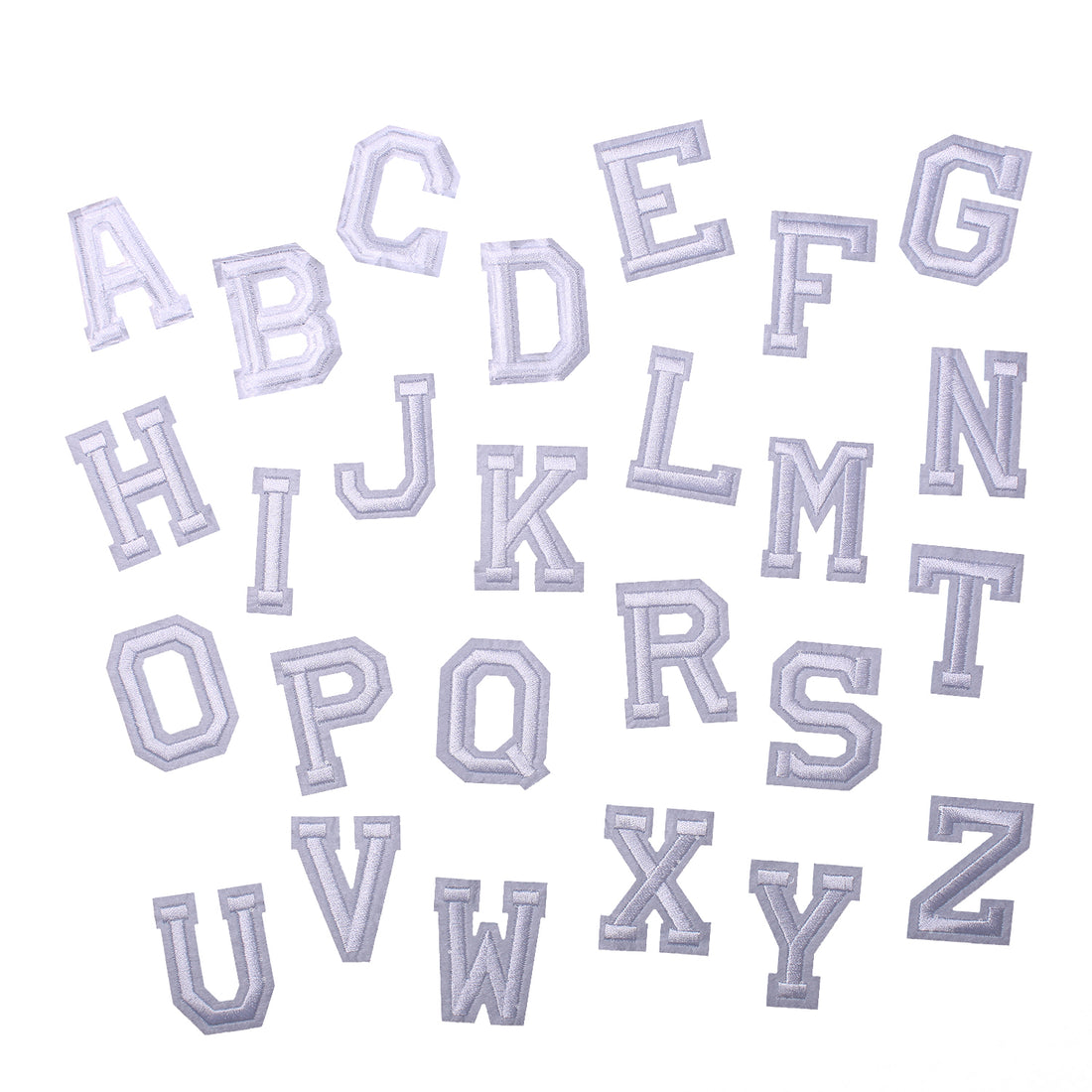 Iron on Sew on Letter Patches for Clothes, 26pcs Alphabet A to Z, Classic White