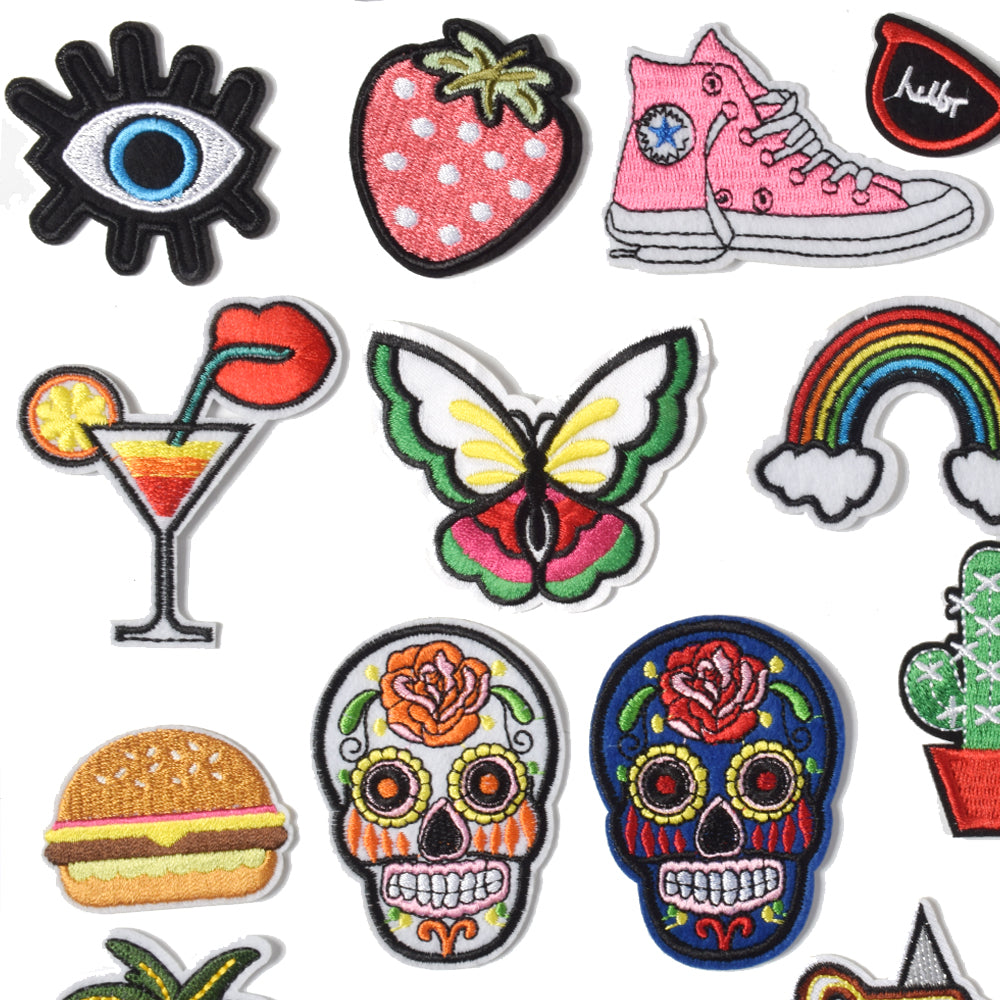Embroidered Iron on Patches, Cute Sewing Applique for Clothes Dress, Assorted for Girls 32PCS