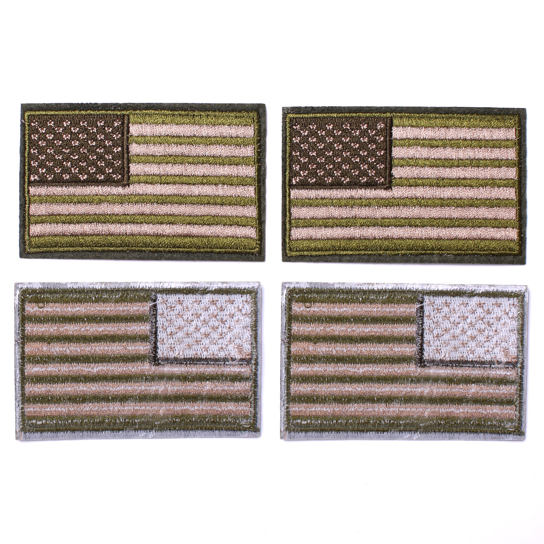 4 Pack American US Flag Patch, Embroidered Sew on Iron on Patches, 4PCS Green
