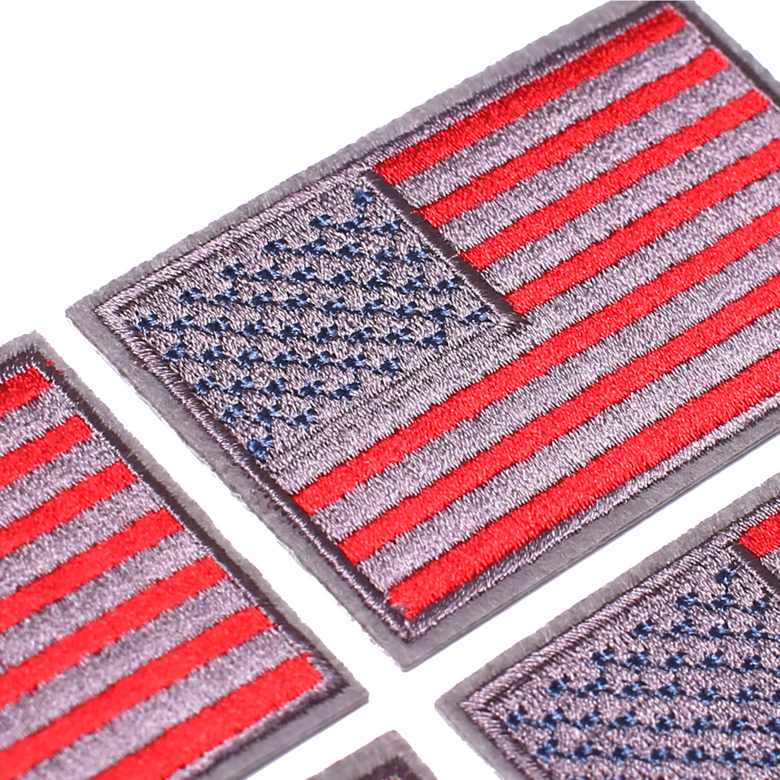 4 Pack American US Flag Patch, Embroidered Sew on Iron on Patches, 4PCS Red-grey Border
