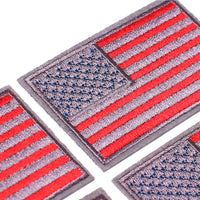 4 Pack American US Flag Patch, Embroidered Sew on Iron on Patches, 4PCS Red-grey Border