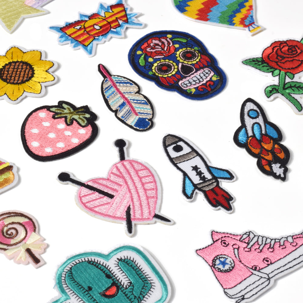 Embroidered Iron on Patches, Cute Sewing Applique for Clothes Dress, 20PCS