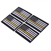 4 Pack American US Flag Patch, Embroidered Sew on Iron on Patches, 4PCS Black-yellow Thin