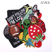 Embroidered Iron on Patches, Cute Sewing Applique for Jackets, Hats, Backpacks, Jeans, DIY Accessories, (22PCS)