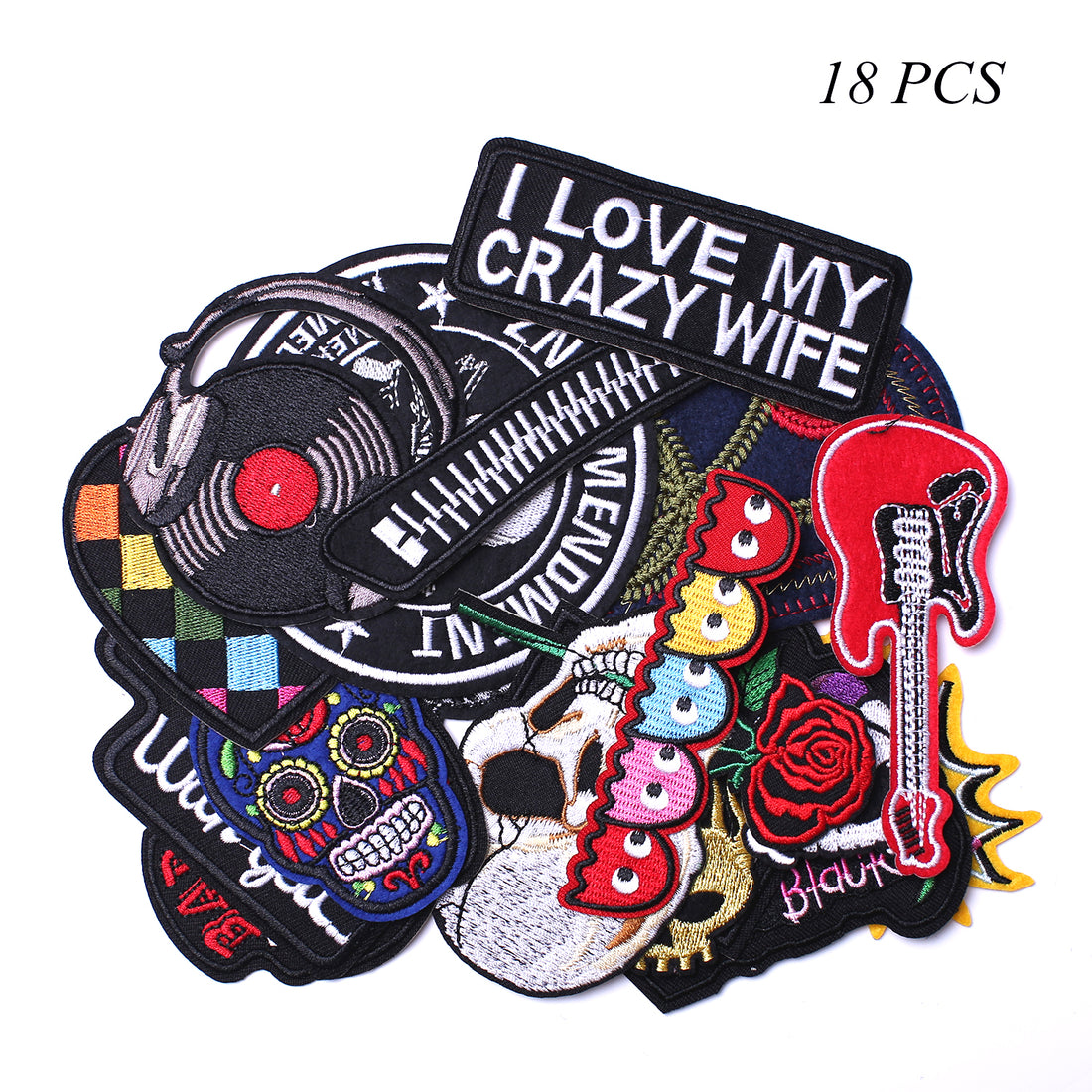Embroidered Iron on Patches, Cute Sewing Appliques for Jackets, Hats, Backpacks, Jeans, DIY Accessories, Music 18pcs