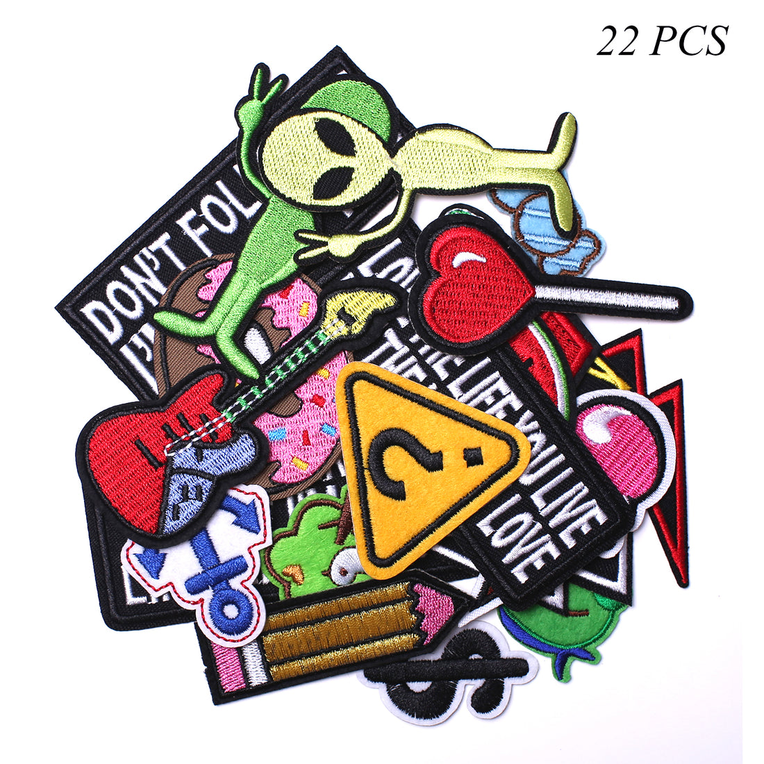 Words Slogan Cool Embroidered Iron on Patches, Cute Sewing Applique for Motorcycle Biker Jackets Jeans Backpacks Caps (22PCS)