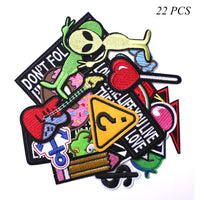 Words Slogan Cool Embroidered Iron on Patches, Cute Sewing Applique for Motorcycle Biker Jackets Jeans Backpacks Caps (22PCS)