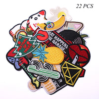 Embroidered Iron on Patches, Cute Sewing Applique for Jackets, Hats, Backpacks, Jeans, DIY Accessories, (22PCS)