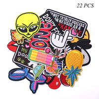 Words Slogan Cool Embroidered Iron on Patches, Cute Sewing Applique for Motorcycle Biker Jackets Jeans Backpacks Caps (22PCS)