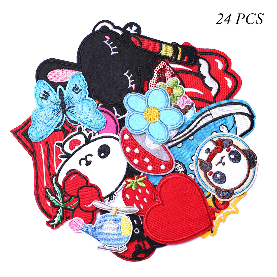 Embroidered Iron on Patches, Cute Sewing Applique for Jackets, Hats, Backpacks, Jeans, DIY Accessories, (24pcs)