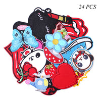 Embroidered Iron on Patches, Cute Sewing Applique for Jackets, Hats, Backpacks, Jeans, DIY Accessories, (24pcs)