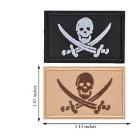 2 Pieces Pirate Skull & Cross Sword Flag Jolly Roger Tactical Morale Embroidery Patch Military for Tactical Gear