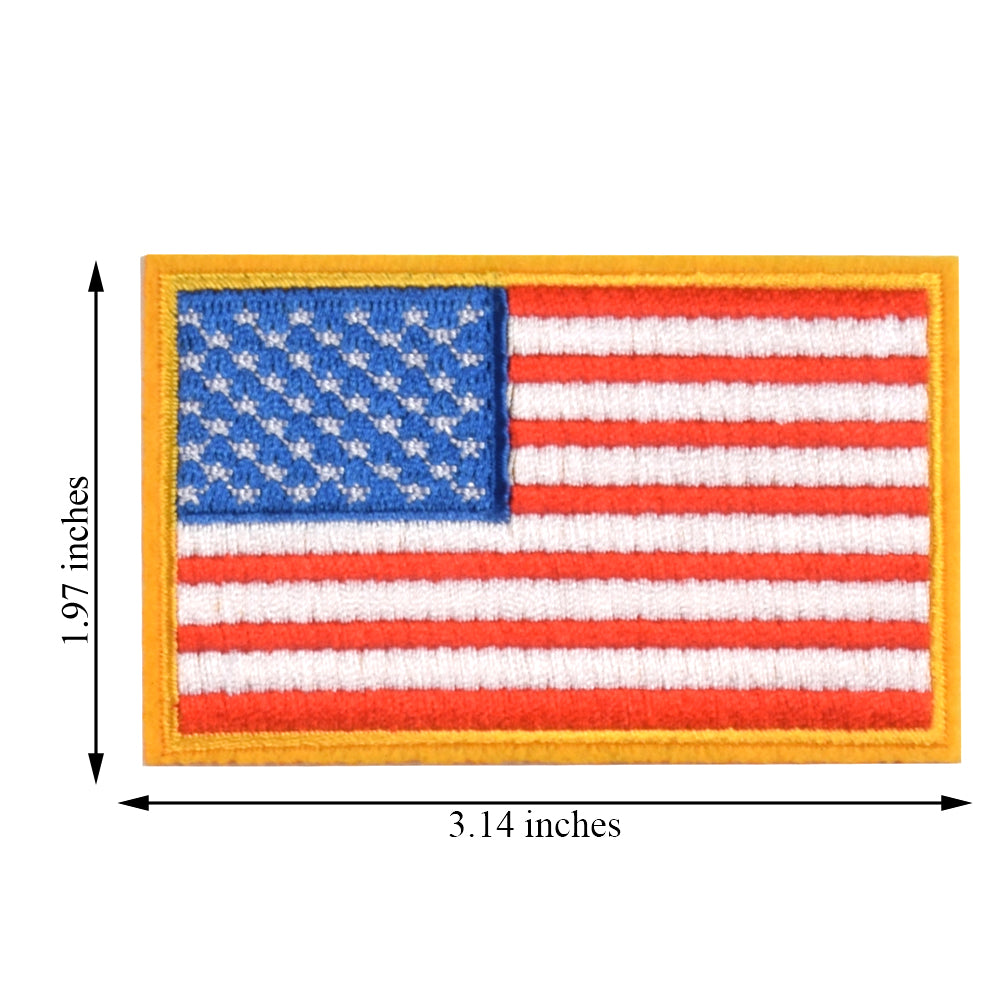 4 Pack American US Flag Patch, Embroidered Sew on Iron on Patches, 4PCS Golden Yellow Border