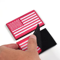 2 Pieces Tactical US American Flag Patch, Military USA United States of America Uniform Emblem Patches, Multitan-Reverse Pink