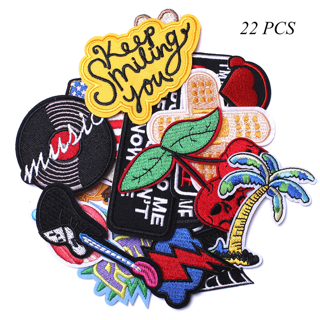 Words Slogan Cool Embroidered Iron on Patches, Cute Sewing Applique for Motorcycle Biker Jackets Jeans Backpacks Caps (22PCS)