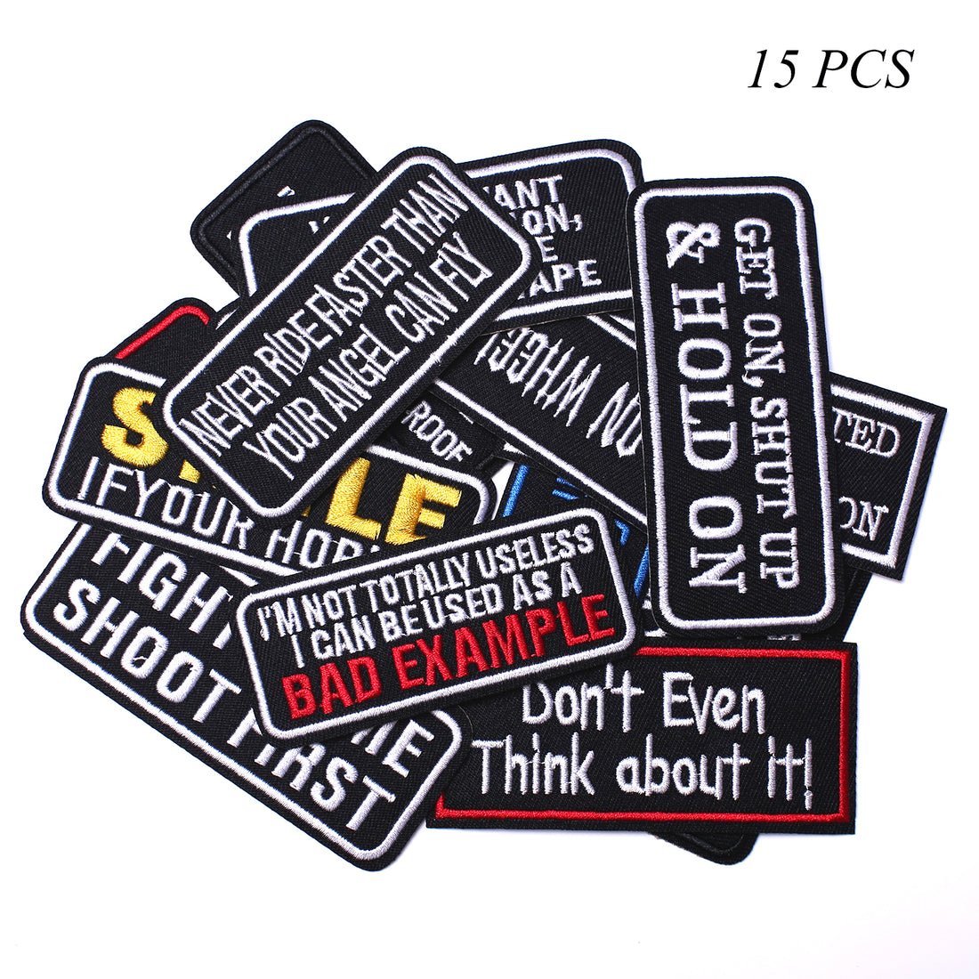 Words Slogan Cool Embroidered Iron on Patches, Cute Sewing Applique, Don't Even Think about It Set.