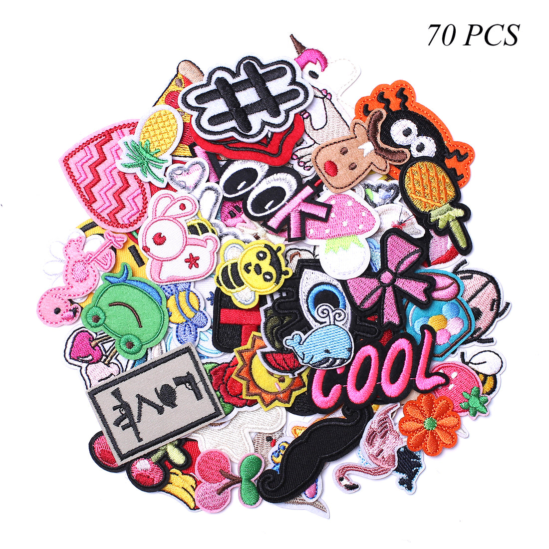 Embroidered Iron on Patches, Cute Sewing Applique for Jackets, Hats, Backpacks, Jeans, DIY Accessories, (70PCS)