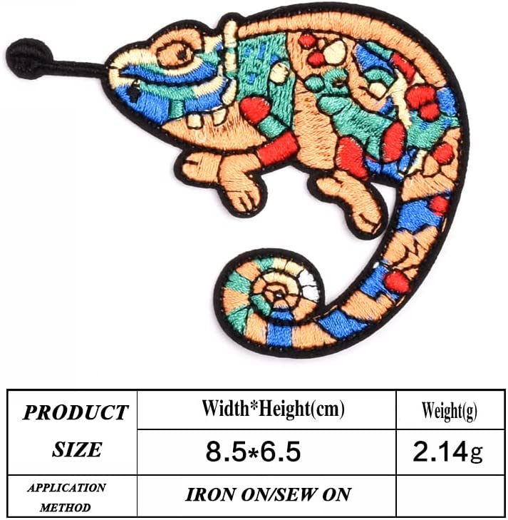 5Pcs Lizard Embroidered Iron on Patch for Clothes, Iron-on Patches / Sew-on Appliques Patches for Clothing, Jackets, Backpacks, Caps, Jeans