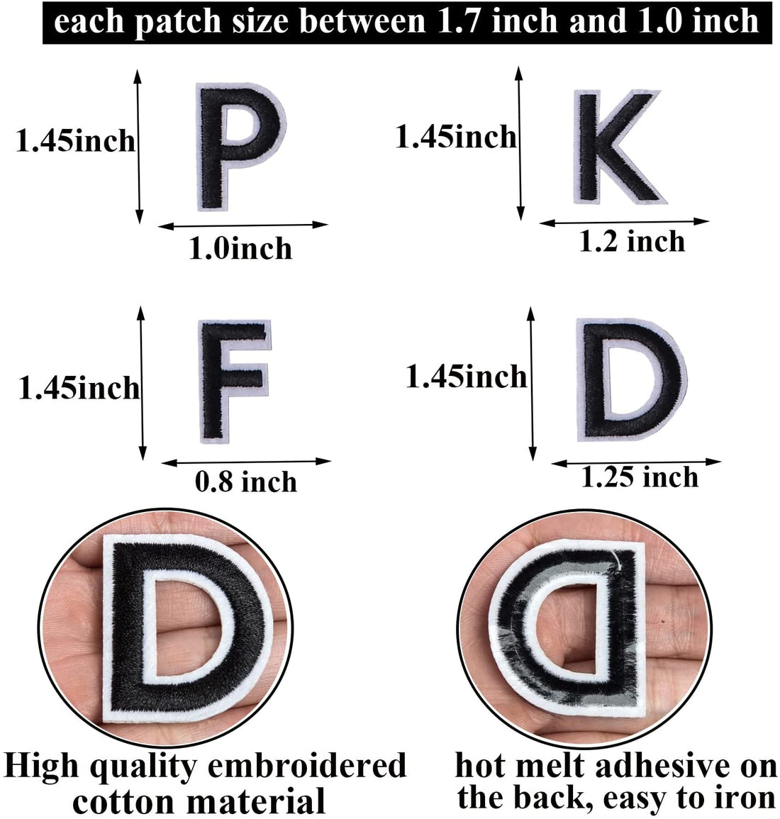 72 Pieces Iron on Letters and Numbers Patches, Embroidered Sew On Patches Alphabet A-Z, Numbers 0-9 Applique for Clothes, Dress, Hat, Socks, Jeans, DIY Accessories