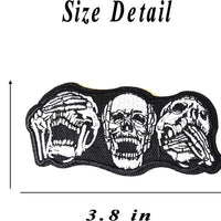 5Pcs See Speak Hear No Evil Skull Skeleton Patches Embroidered Iron on Patch for Clothes, Iron-on Patches / Sew-on Appliques Patches for Clothing, Jackets, Backpacks, Caps, Jeans