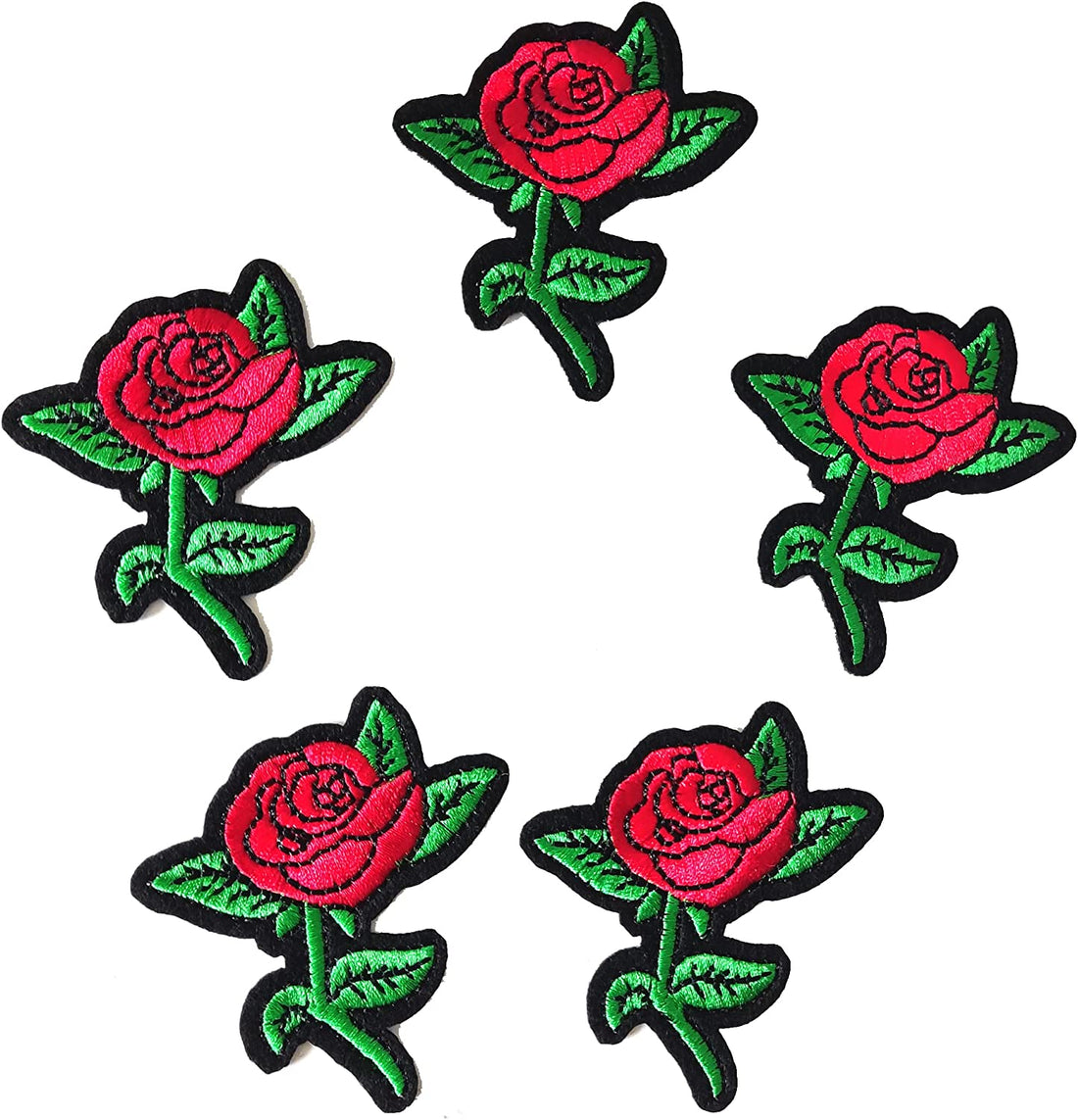 5Pcs Rose Patches Embroidered Iron on Patch for Clothes, Iron-on Patches / Sew-on Appliques Patches for Clothing, Jackets, Backpacks, Caps, Jeans