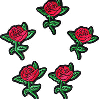5Pcs Rose Patches Embroidered Iron on Patch for Clothes, Iron-on Patches / Sew-on Appliques Patches for Clothing, Jackets, Backpacks, Caps, Jeans