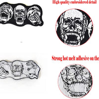 5Pcs See Speak Hear No Evil Skull Skeleton Patches Embroidered Iron on Patch for Clothes, Iron-on Patches / Sew-on Appliques Patches for Clothing, Jackets, Backpacks, Caps, Jeans