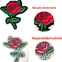 5Pcs Rose Patches Embroidered Iron on Patch for Clothes, Iron-on Patches / Sew-on Appliques Patches for Clothing, Jackets, Backpacks, Caps, Jeans