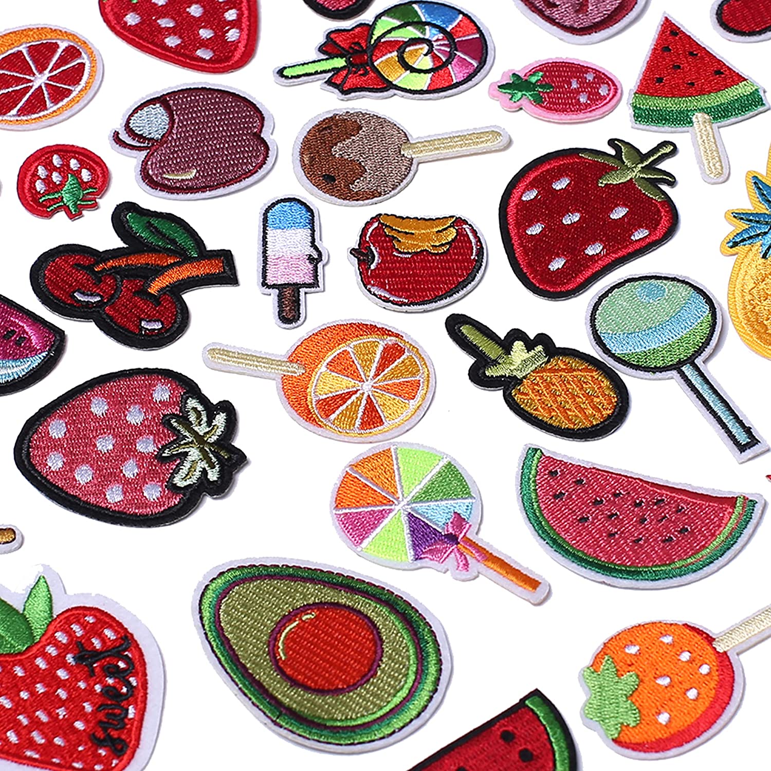 Fruit and Vegetable Fabric Patches, Iron-On Embroidered Patch Sew On Patch,  DIY Clothing Craft Decoration Accessories Watermelon Banana for Jeans