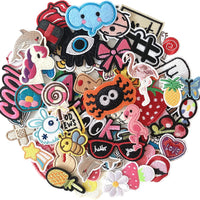 70Pcs Random Assorted Embroidered Iron on Patches, Cute Sewing Applique for Jackets, Hats, Backpacks, Jeans, DIY Accessories