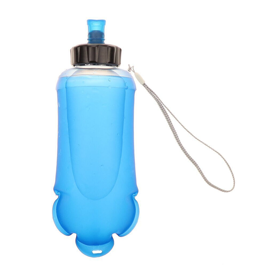Custom LOGO 500ML, 600ML Recycable, food-graded, safety collapsible soft flask hydration bottle FDA approved leakproof with lanyard