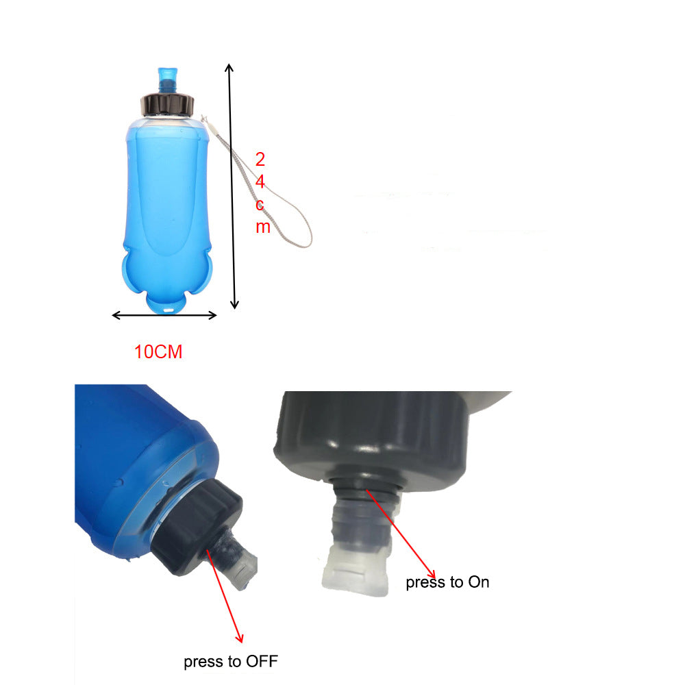 Custom LOGO 500ML, 600ML Recycable, food-graded, safety collapsible soft flask hydration bottle FDA approved leakproof with lanyard