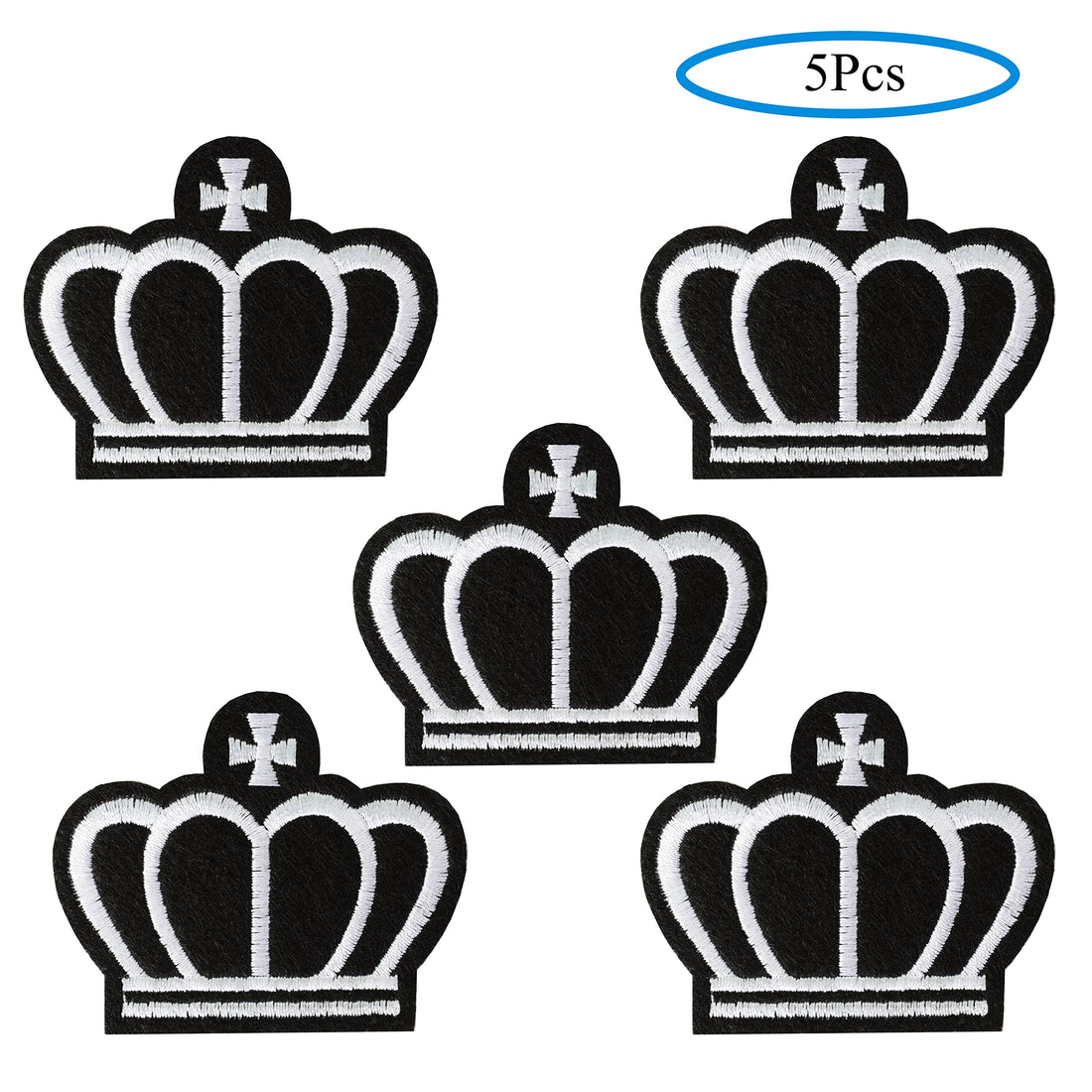 5Pcs Crown Embroidered Iron on Patch for Clothes, Iron-on Patches / Sew-on Appliques Patches for Clothing, Jackets, Backpacks, Caps, Jeans