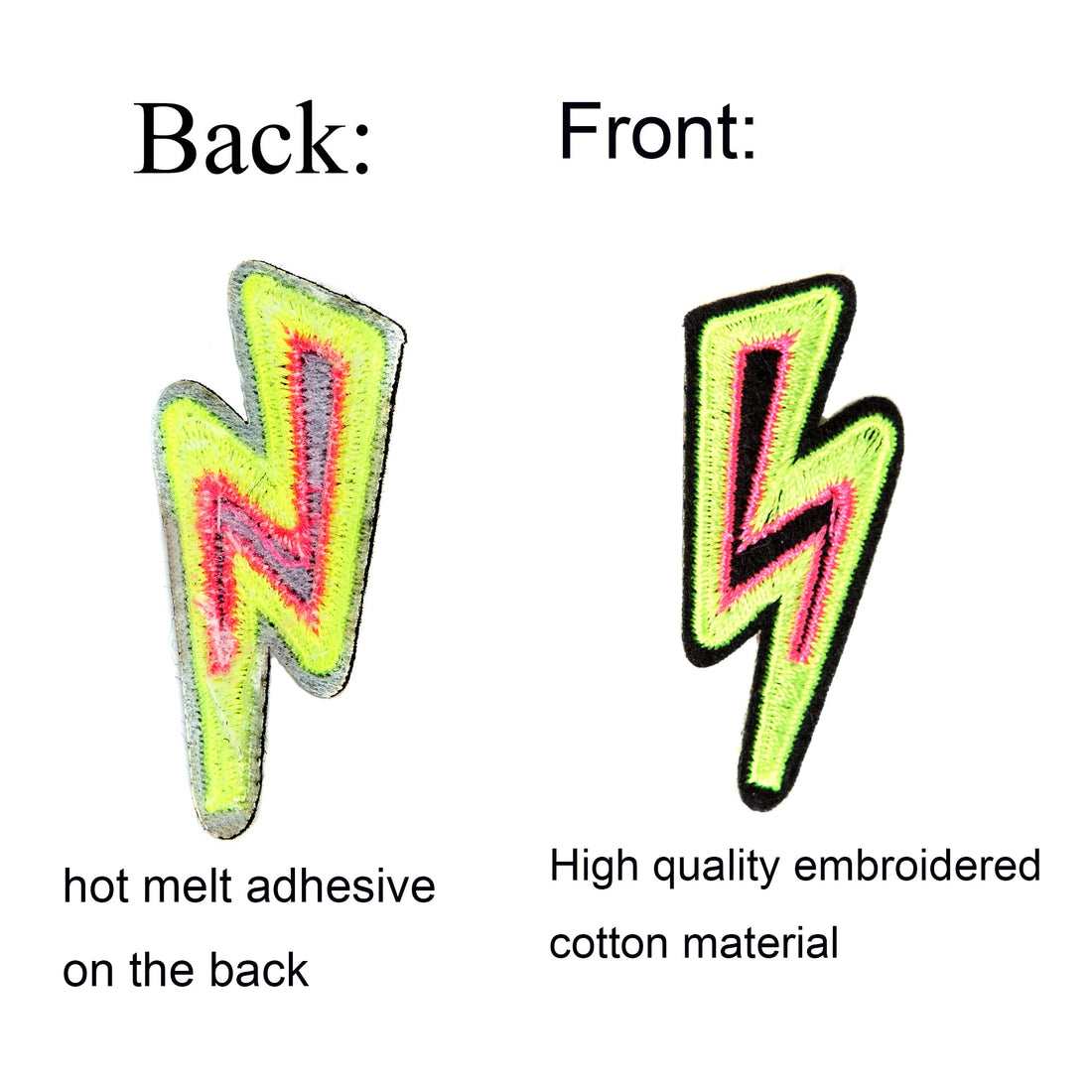 5Pcs Yellow Lightning Embroidered Iron on Patch for Clothes, Iron-on Patches / Sew-on Appliques Patches for Clothing, Jackets, Backpacks, Caps, Jeans