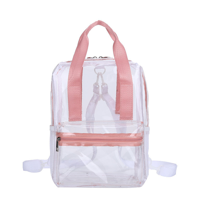 Iridescent Handles Bookbag, School Bag, Travel Bag, PVC Bag See Through Bag Clear Bag Stadium Approved, Transparent See Through Clear Backpack, School Bag for Work, Sports Games, Events