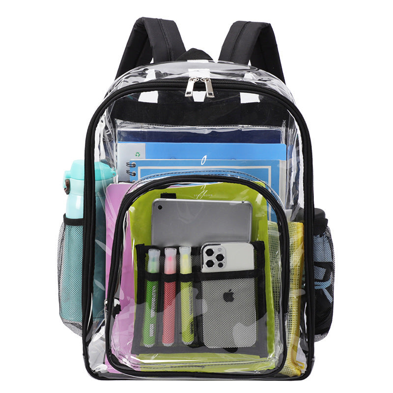Durable Large Volume Bookbag, School Bag, Travel Bag, PVC Bag See Through Bag Clear Bag Stadium Approved, Transparent See Through Clear Backpack, School Bag for Work, Sports Games