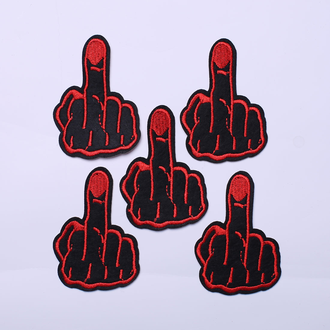 5Pcs Middle Finger Embroidered Iron on Patch for Clothes, Iron-on Patches / Sew-on Appliques Patches for Clothing, Jackets, Backpacks, Caps, Jeans