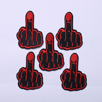 5Pcs Middle Finger Embroidered Iron on Patch for Clothes, Iron-on Patches / Sew-on Appliques Patches for Clothing, Jackets, Backpacks, Caps, Jeans